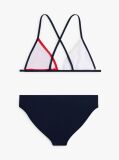 Blue Classic Colour-Blocked Crossover Triangle Bikini Set  Girls