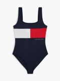 Blue Classic Colour-Blocked Square Neck Swimsuit  Girls
