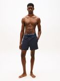 Blue Double Waistband Mid Length Swim Shorts  Men