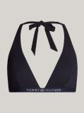Blue Tonal Logo Fixed Triangle Bikini Top  Women