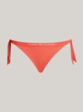 Red Tonal Logo Side Tie Bikini Bottoms  Women