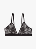 Negru Sutien Triunghiular Cu Dantela Floral  Femei