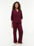 Rosu Essential Camasa De Pijama Cu Croiala Lejera Si Broderie  Femei