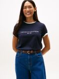Blue Tricou Din Bumbac Organic Cu Logo  Femei