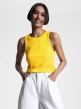 Galben Tricou Cu Nervuri Slim  Femei
