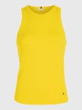 Galben Tricou Cu Nervuri Slim  Femei