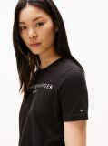 Negru Tricou Cu Logo Si Guler Rotund  Femei