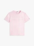 Roz Tricou Cu Logo Si Guler Rotund  Femei
