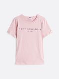 Roz Tricou Cu Logo Si Guler Rotund  Femei