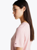 Roz Tricou Cu Logo Si Guler Rotund  Femei