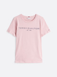 Roz Tricou Cu Logo Si Guler Rotund  Femei