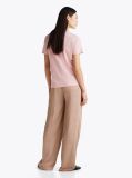 Roz Tricou Cu Logo Si Guler Rotund  Femei