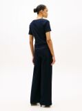 Blue Tricou Slim Fit Tricotat Cu Guler In V  Femei