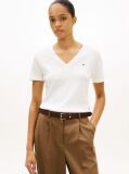 Bej Tricou Slim Fit Tricotat Cu Guler In V  Femei