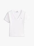 Bej Tricou Slim Fit Tricotat Cu Guler In V  Femei