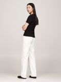 Negru Tricou Slim Fit Tricotat Cu Guler In V  Femei