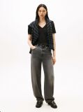 Negru Tricou Slim Fit Tricotat Cu Guler In V  Femei