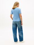 Blue Tricou Slim Fit Tricotat Cu Guler In V  Femei