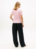 Roz Tricou Slim Fit Tricotat Cu Guler In V  Femei