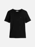 Negru Tricou Cu Nervuri Slim Fit Cu Steag Brodat  Femei