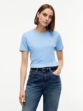 Blue Tricou Cu Nervuri Slim Fit Cu Steag Brodat  Femei