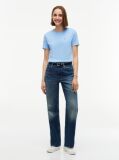 Blue Tricou Cu Nervuri Slim Fit Cu Steag Brodat  Femei