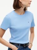 Blue Tricou Cu Nervuri Slim Fit Cu Steag Brodat  Femei