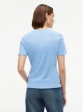 Blue Tricou Cu Nervuri Slim Fit Cu Steag Brodat  Femei