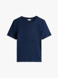Blue Tricou Cu Nervuri Slim Fit Cu Steag Brodat  Femei