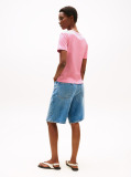Roz Tricou Cu Nervuri Slim Fit Cu Steag Brodat  Femei