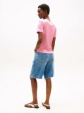 Roz Tricou Cu Nervuri Slim Fit Cu Steag Brodat  Femei