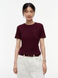 Rosu Tricou Cu Nervuri Slim Fit Cu Steag Brodat  Femei
