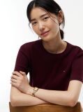 Rosu Tricou Cu Nervuri Slim Fit Cu Steag Brodat  Femei