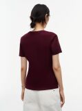 Rosu Tricou Cu Nervuri Slim Fit Cu Steag Brodat  Femei