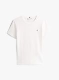 Alb Tricou Cu Nervuri Slim Fit Cu Steag Brodat  Femei