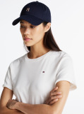 Alb Tricou Cu Nervuri Slim Fit Cu Steag Brodat  Femei