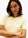 Galben Tricou Cu Nervuri Slim Fit Cu Steag Brodat  Femei