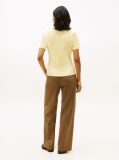 Galben Tricou Cu Nervuri Slim Fit Cu Steag Brodat  Femei