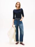 Blue Tricou Slim Fit Cu Guler Boat  Femei
