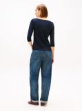 Blue Tricou Slim Fit Cu Guler Boat  Femei