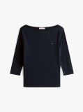Blue Tricou Slim Fit Cu Guler Boat  Femei