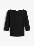 Negru Tricou Slim Fit Cu Guler Boat  Femei