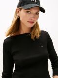 Negru Tricou Slim Fit Cu Guler Boat  Femei