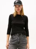 Negru Tricou Slim Fit Cu Guler Boat  Femei