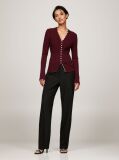 Rosu Cardigan Slim Fit Cu Nasturi   Femei