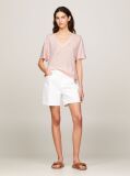 Roz Tricou Relaxed Cu Guler In V  Femei