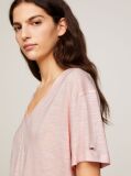 Roz Tricou Relaxed Cu Guler In V  Femei