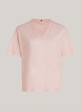 Roz Tricou Relaxed Cu Guler In V  Femei