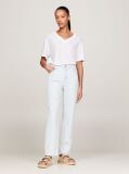 Alb Tricou Relaxed Cu Guler In V  Femei