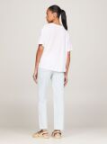 Alb Tricou Relaxed Cu Guler In V  Femei